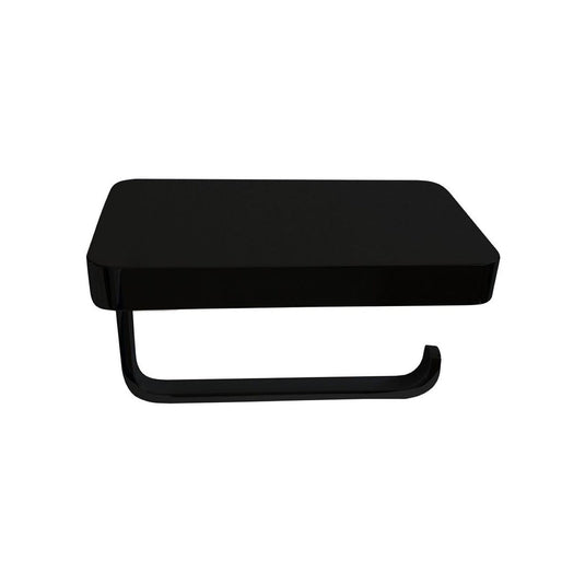 Aqua Plato Black Toilet Paper Holder With Shelf-Bathroom & More | High Quality from Coozify