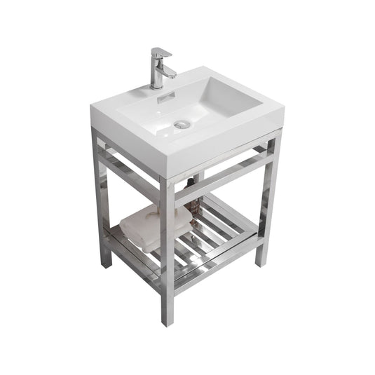 Cisco 24" Stainless Steel Console Bathroom Vanity With White Acrylic Sink-Bathroom & More | High Quality from Coozify