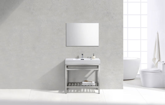Cisco 36" Stainless Steel Console Bathroom Vanity With White Acrylic Sink-Bathroom & More | High Quality from Coozify