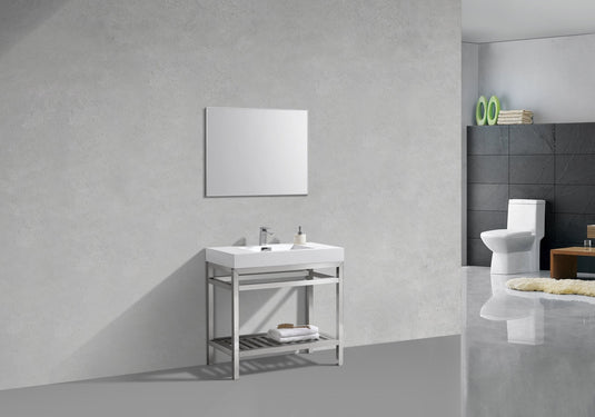 Cisco 36" Stainless Steel Console Bathroom Vanity With White Acrylic Sink-Bathroom & More | High Quality from Coozify