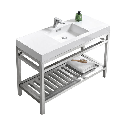 Cisco 48" Stainless Steel Console Bathroom Vanity With White Acrylic Sink-Bathroom & More | High Quality from Coozify