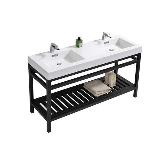 Cisco 60" Double Sink Stainless Steel Console Bathroom Vanity With White Acrylic Sink-Bathroom & More | High Quality from Coozify