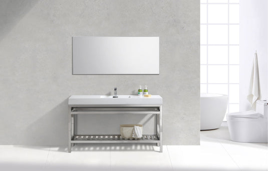 Cisco 60" Single Sink Stainless Steel Console Bathroom Vanity With White Acrylic Sink-Bathroom & More | High Quality from Coozify