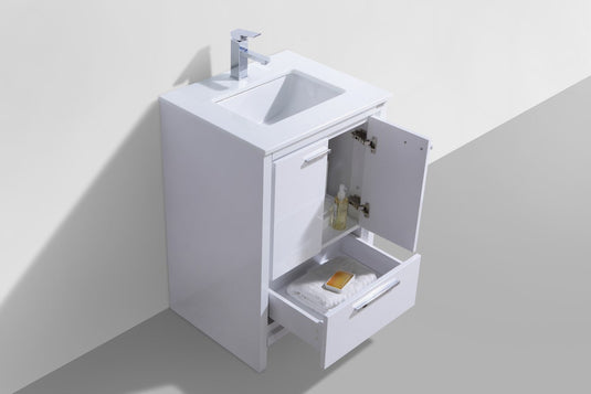 Dolce 24" Floor Mount Bathroom Vanity With White Quartz Countertop With 2 Doors And 1 Drawer AD624-Bathroom & More | High Quality from Coozify