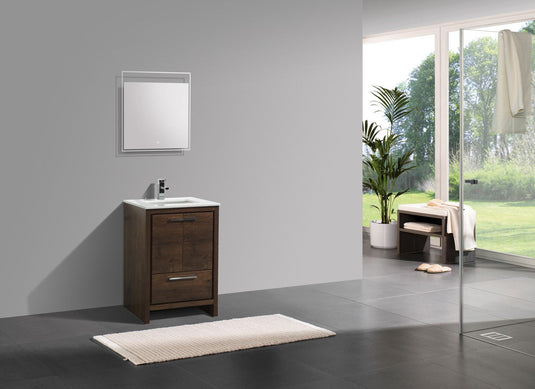 Dolce 24" Floor Mount Bathroom Vanity With White Quartz Countertop With 2 Doors And 1 Drawer AD624-Bathroom & More | High Quality from Coozify