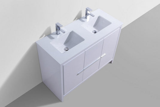 Dolce 48" Double Sink Floor Mount Bathroom Vanity With White Quartz Countertop With 2 Doors And 2 Drawers AD648D-Bathroom & More | High Quality from Coozify