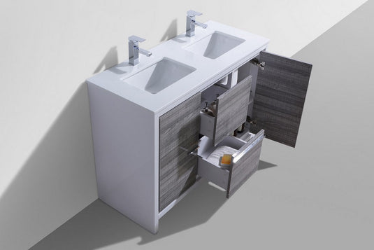 Dolce 48" Double Sink Floor Mount Bathroom Vanity With White Quartz Countertop With 2 Doors And 2 Drawers AD648D-Bathroom & More | High Quality from Coozify