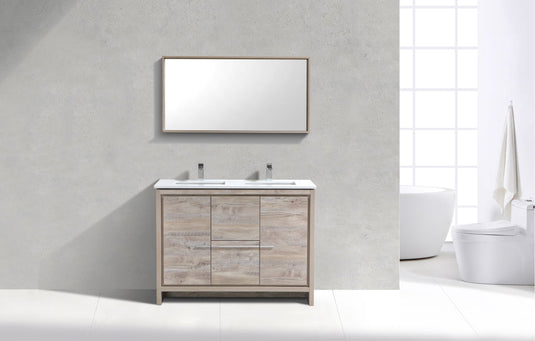 Dolce 48" Double Sink Floor Mount Bathroom Vanity With White Quartz Countertop With 2 Doors And 2 Drawers AD648D-Bathroom & More | High Quality from Coozify