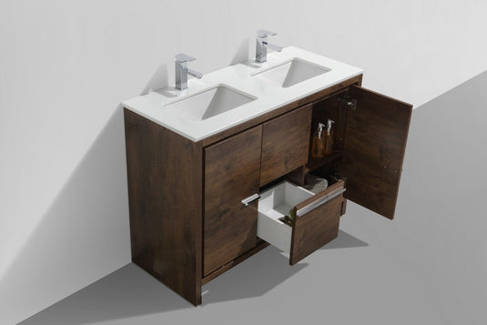 Dolce 48" Double Sink Floor Mount Bathroom Vanity With White Quartz Countertop With 2 Doors And 2 Drawers AD648D-Bathroom & More | High Quality from Coozify