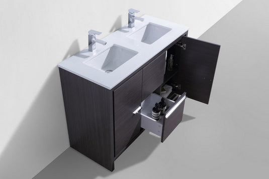 Dolce 48" Double Sink Floor Mount Bathroom Vanity With White Quartz Countertop With 2 Doors And 2 Drawers AD648D-Bathroom & More | High Quality from Coozify