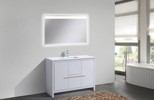 Dolce 48" Single Sink Floor Mount Bathroom Vanity With White Quartz Countertop With 2 Doors And 2 Drawers  AD648S-Bathroom & More | High Quality from Coozify