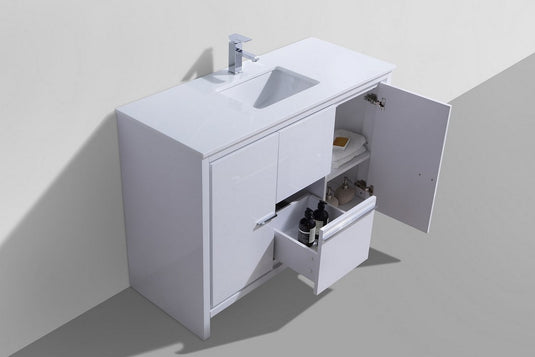 Dolce 48" Single Sink Floor Mount Bathroom Vanity With White Quartz Countertop With 2 Doors And 2 Drawers  AD648S-Bathroom & More | High Quality from Coozify
