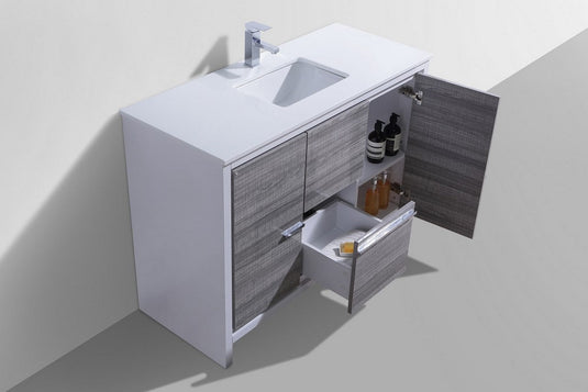 Dolce 48" Single Sink Floor Mount Bathroom Vanity With White Quartz Countertop With 2 Doors And 2 Drawers  AD648S-Bathroom & More | High Quality from Coozify