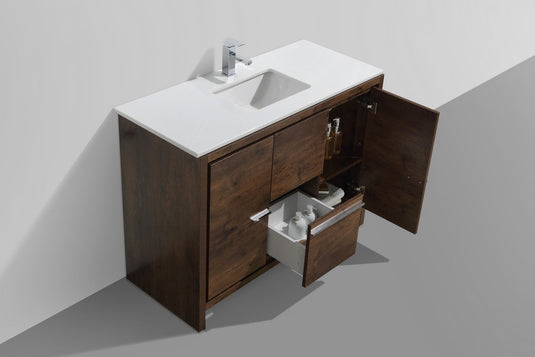 Dolce 48" Single Sink Floor Mount Bathroom Vanity With White Quartz Countertop With 2 Doors And 2 Drawers  AD648S-Bathroom & More | High Quality from Coozify