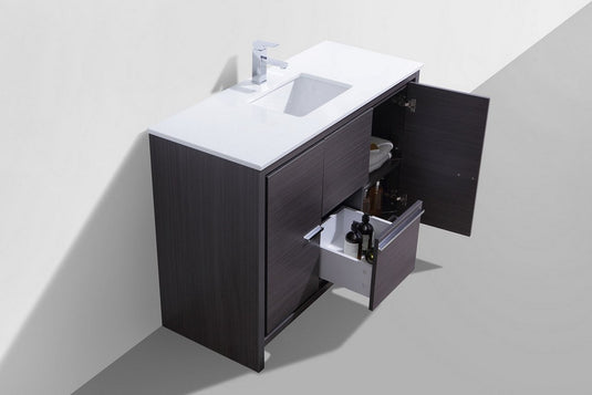 Dolce 48" Single Sink Floor Mount Bathroom Vanity With White Quartz Countertop With 2 Doors And 2 Drawers  AD648S-Bathroom & More | High Quality from Coozify