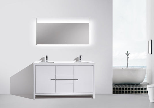 Dolce 60" Double Sink Floor Mount Bathroom Vanity With White Quartz Countertop With 2 Doors And 3 Drawers AD660D-Bathroom & More | High Quality from Coozify