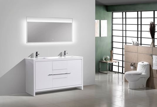 Dolce 60" Double Sink Floor Mount Bathroom Vanity With White Quartz Countertop With 2 Doors And 3 Drawers AD660D-Bathroom & More | High Quality from Coozify