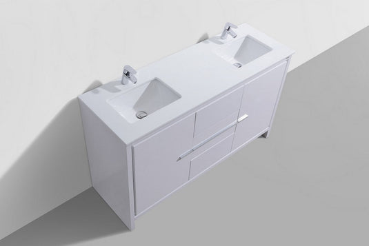 Dolce 60" Double Sink Floor Mount Bathroom Vanity With White Quartz Countertop With 2 Doors And 3 Drawers AD660D-Bathroom & More | High Quality from Coozify