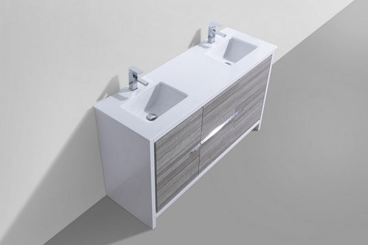 Dolce 60" Double Sink Floor Mount Bathroom Vanity With White Quartz Countertop With 2 Doors And 3 Drawers AD660D-Bathroom & More | High Quality from Coozify