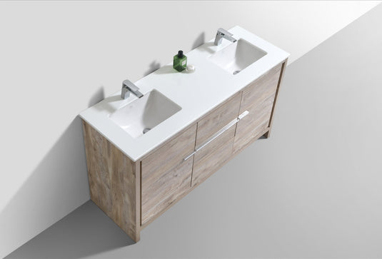 Dolce 60" Double Sink Floor Mount Bathroom Vanity With White Quartz Countertop With 2 Doors And 3 Drawers AD660D-Bathroom & More | High Quality from Coozify