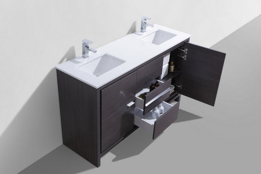 Dolce 60" Double Sink Floor Mount Bathroom Vanity With White Quartz Countertop With 2 Doors And 3 Drawers AD660D-Bathroom & More | High Quality from Coozify