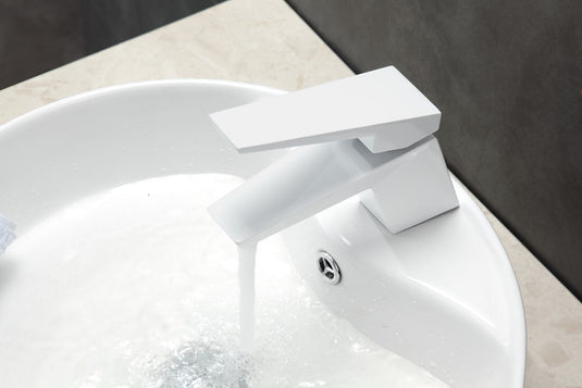 Aqua Siza Single Lever Modern Bathroom Vanity Faucet - White-Bathroom & More | High Quality from Coozify