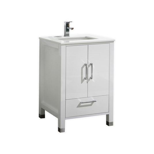 Anziano Bathroom Vanity With White Quartz Countertop and Undermount Sink-Bathroom & More | High Quality from Coozify