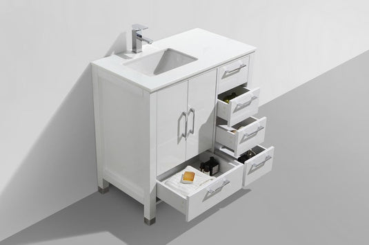 Anziano Bathroom Vanity With White Quartz Countertop and Undermount Sink-Bathroom & More | High Quality from Coozify