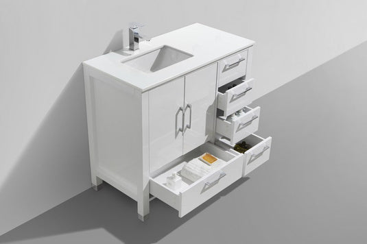 Anziano Bathroom Vanity With White Quartz Countertop and Undermount Sink-Bathroom & More | High Quality from Coozify