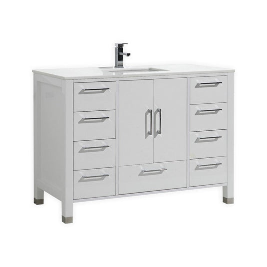 Anziano Bathroom Vanity With White Quartz Countertop and Undermount Sink-Bathroom & More | High Quality from Coozify