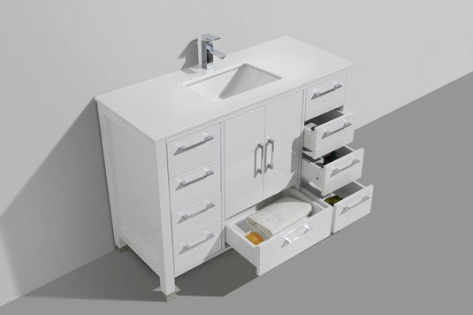 Anziano Bathroom Vanity With White Quartz Countertop and Undermount Sink-Bathroom & More | High Quality from Coozify