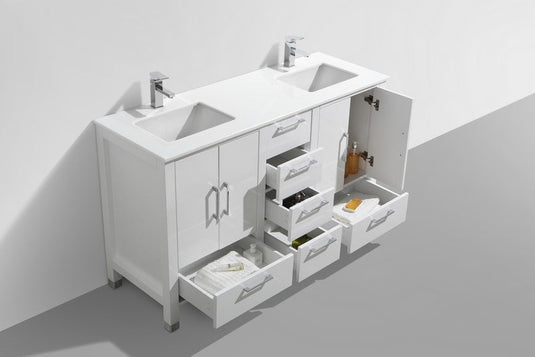 Anziano Bathroom Vanity With White Quartz Countertop and Undermount Sink-Bathroom & More | High Quality from Coozify