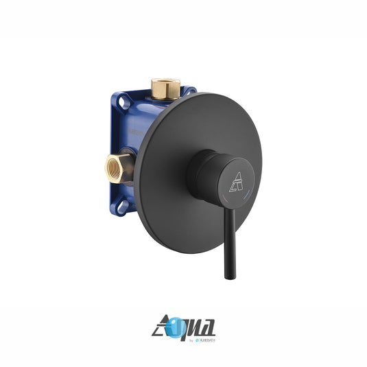 Aqua Rondo Black Shower Set With Ceiling Mount 8" Rain Shower-Bathroom & More | High Quality from Coozify