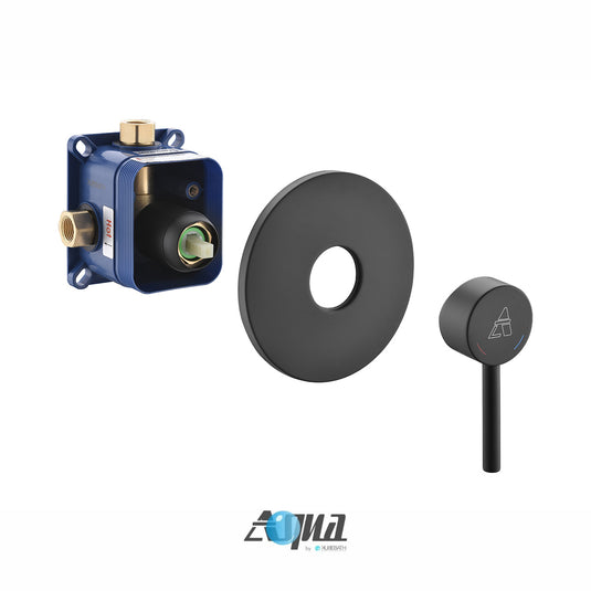 Aqua Rondo Black Shower Set With Ceiling Mount 12" Rain Shower-Bathroom & More | High Quality from Coozify