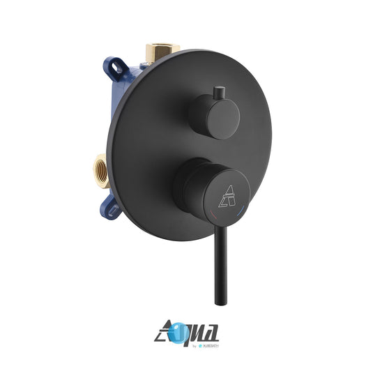 Aqua Rondo Black Shower Set With 12" Rain Shower and Tub Filler-Bathroom & More | High Quality from Coozify