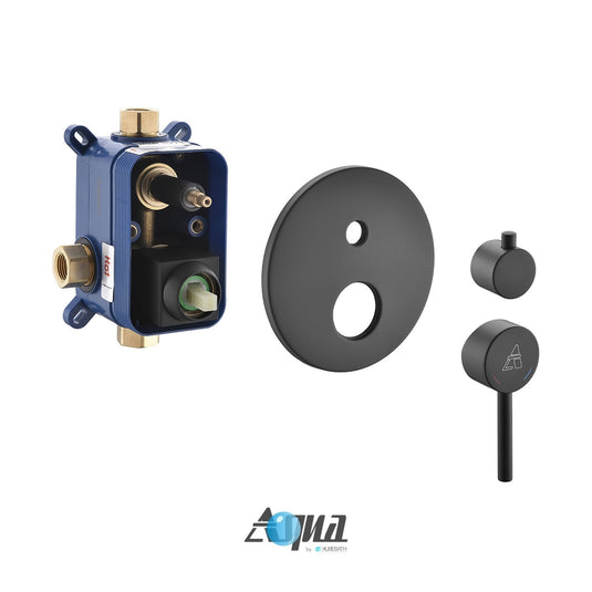 Aqua Rondo Black Brass Shower Set With 8" Round Rain Shower, 4 Body Jets and Handheld-Bathroom & More | High Quality from Coozify