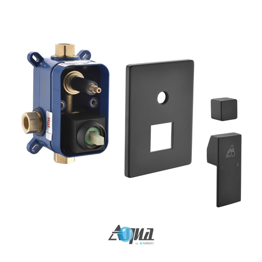 Aqua Piazza Black Shower Set With 8" Square Rain Shower and Tub Filler-Bathroom & More | High Quality from Coozify