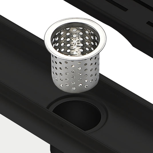28" Stainless Steel Linear Grate Shower Drain – Matte Black-Bathroom & More | High Quality from Coozify