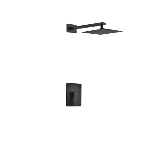 Aqua Piazza Black Shower Set With 8" Square Rain Shower Head-Bathroom & More | High Quality from Coozify