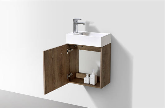 Bliss 18" Wall Mount / Wall Hung Bathroom Vanity With 1 Door-Bathroom & More | High Quality from Coozify