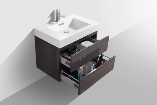 Bliss 30" Wall Mount / Wall Hung Bathroom Vanity With 2 Drawers-Bathroom & More | High Quality from Coozify