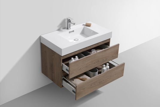 Bliss 36" Wall Mount / Wall Hung Modern Bathroom Vanity With 2 Drawers-Bathroom & More | High Quality from Coozify
