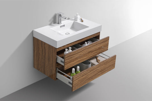 Bliss 36" Wall Mount / Wall Hung Modern Bathroom Vanity With 2 Drawers-Bathroom & More | High Quality from Coozify