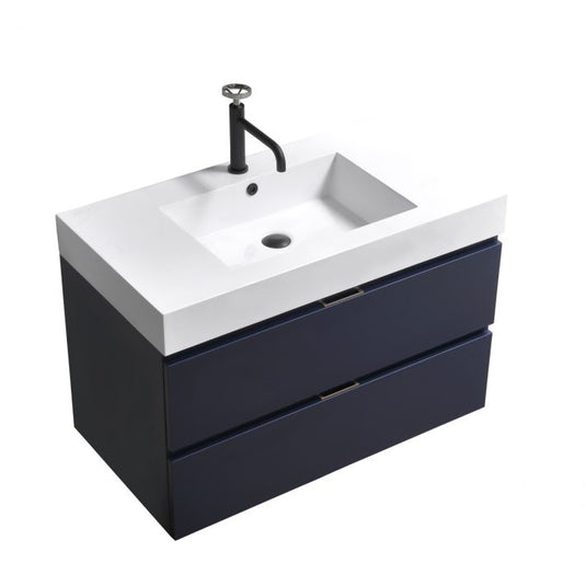Bliss 36" Wall Mount / Wall Hung Modern Bathroom Vanity With 2 Drawers-Bathroom & More | High Quality from Coozify