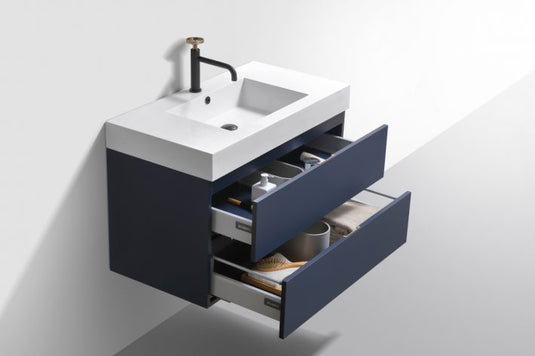 Bliss 36" Wall Mount / Wall Hung Modern Bathroom Vanity With 2 Drawers-Bathroom & More | High Quality from Coozify