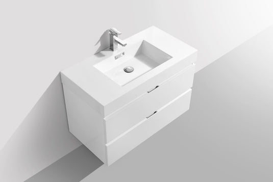 Bliss 36" Wall Mount / Wall Hung Modern Bathroom Vanity With 2 Drawers-Bathroom & More | High Quality from Coozify