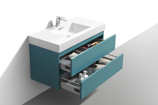 Bliss 40" Wall Mount / Wall Hung Modern Bathroom Vanity With 2 Drawers Acrylic Countertop-Bathroom & More | High Quality from Coozify