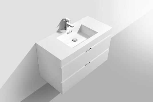 Bliss 40" Wall Mount / Wall Hung Modern Bathroom Vanity With 2 Drawers Acrylic Countertop-Bathroom & More | High Quality from Coozify