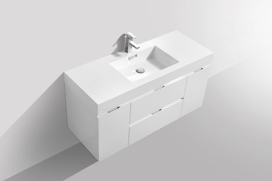 Bliss 48" Wall Mount / Wall Hung Modern Bathroom Vanity With 2 Drawers And 2 Doors Acrylic Countertop-Bathroom & More | High Quality from Coozify