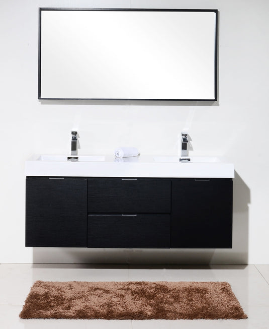 Bliss 60" Wall Mount / Wall Hung Double Sink Bathroom Vanity With 2 Drawers And 2 Doors Acrylic Countertop-Bathroom & More | High Quality from Coozify